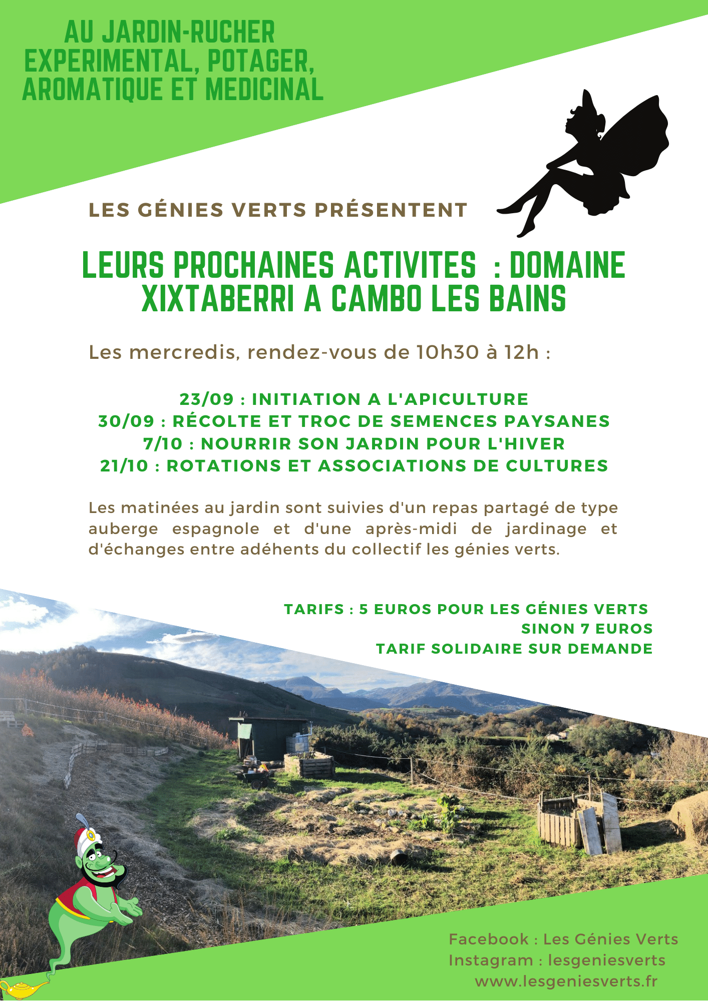 Programme des activités d'octobre 2020 au domaine Xixtaberri